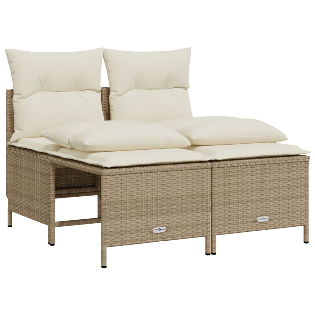 Set Divano da Giardino 4 pz con Cuscini Beige in Polyrattan