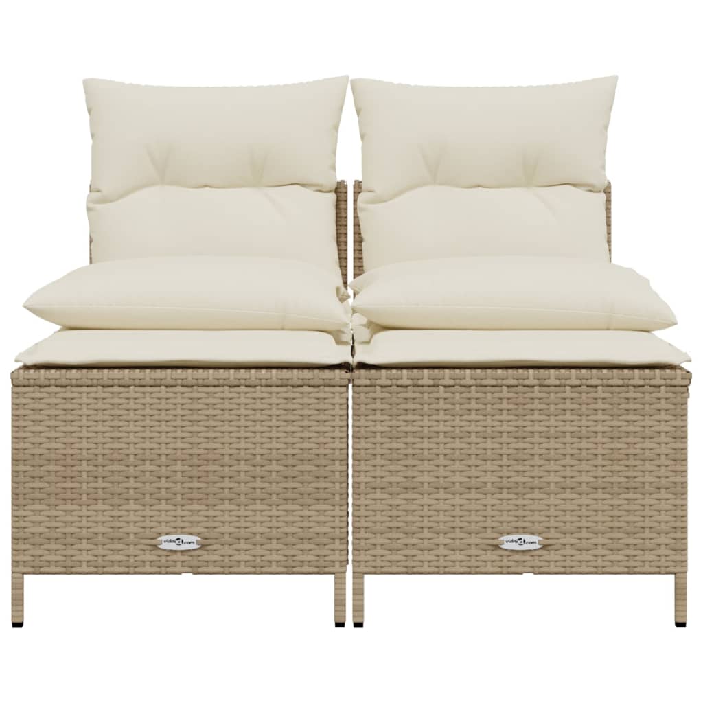 Set Divano da Giardino 4 pz con Cuscini Beige in Polyrattan