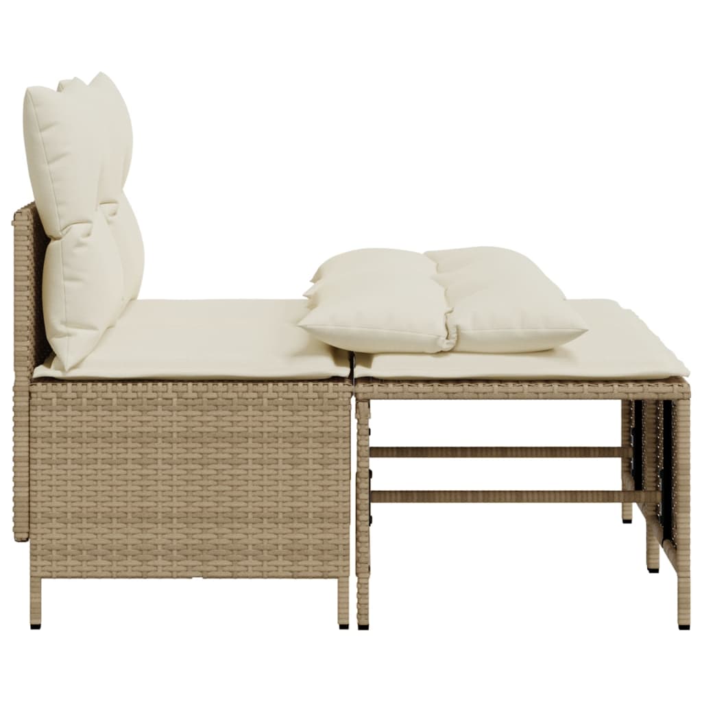 Set Divano da Giardino 4 pz con Cuscini Beige in Polyrattan