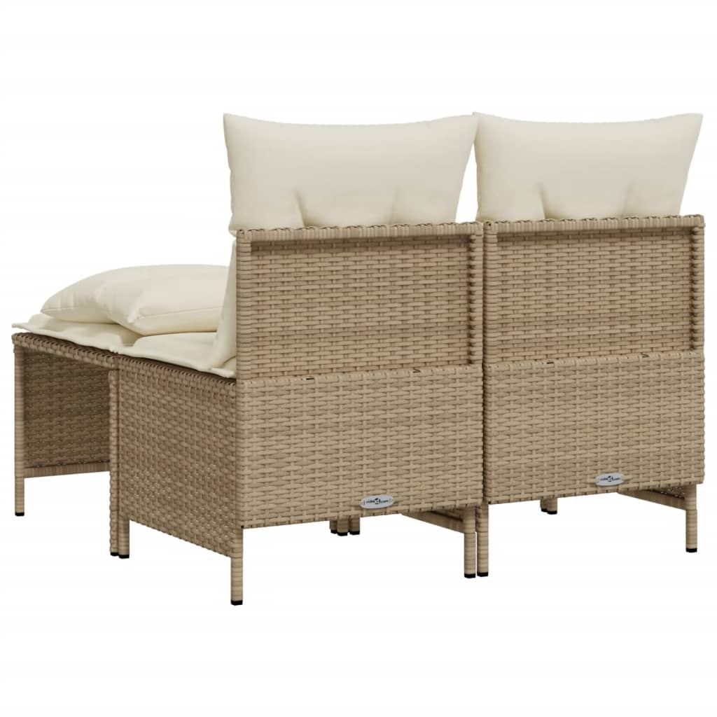 Set Divano da Giardino 4 pz con Cuscini Beige in Polyrattan