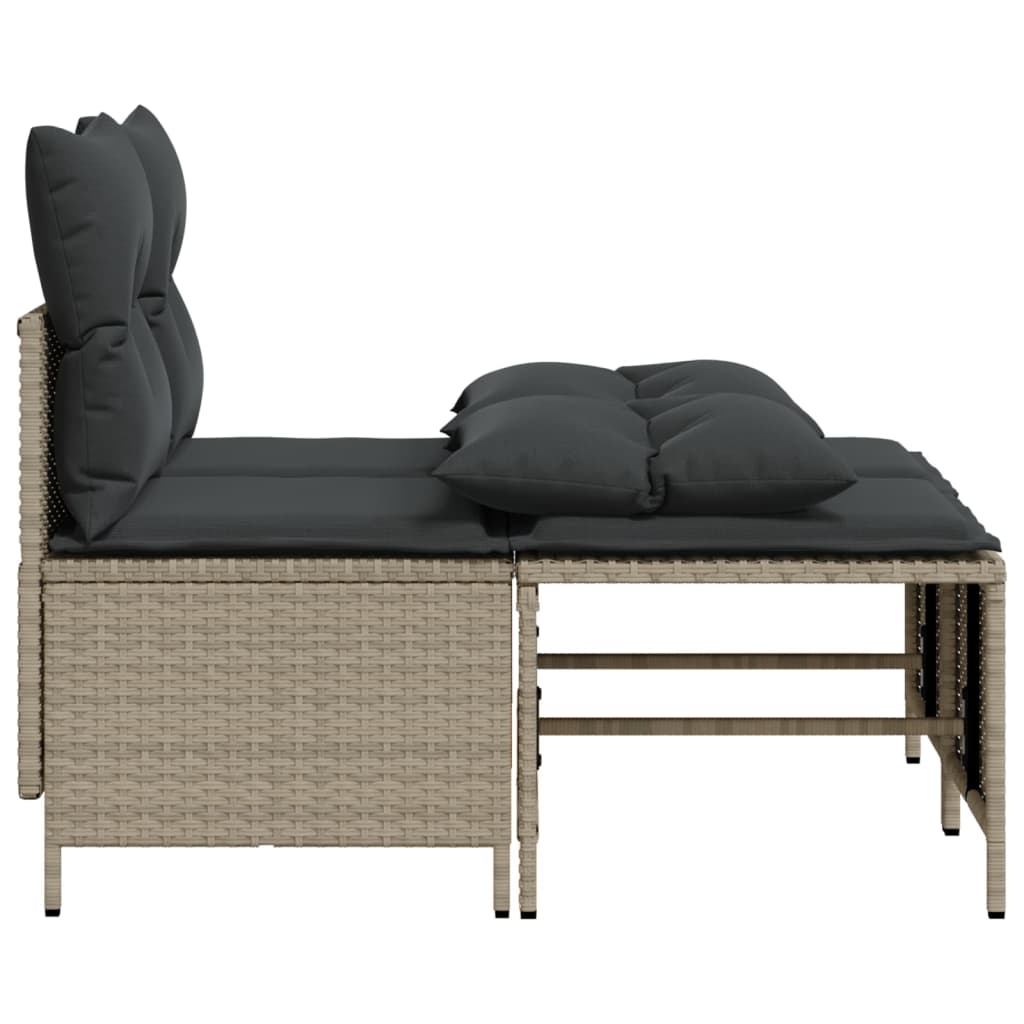 Set Divano da Giardino 4pz con Cuscini Grigio Chiaro Polyrattan