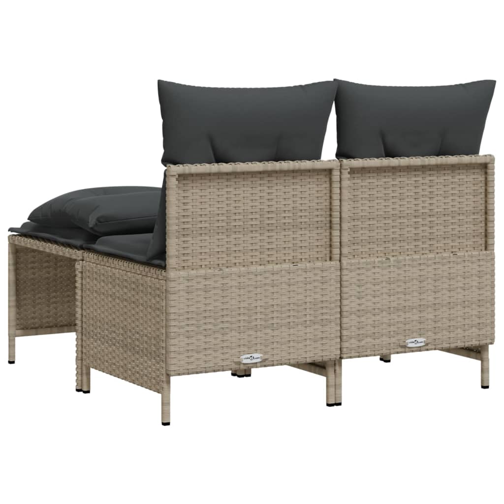 Set Divano da Giardino 4pz con Cuscini Grigio Chiaro Polyrattan