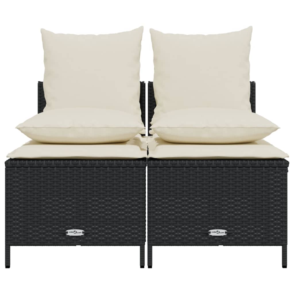 Set Divani da Giardino 4 pz con Cuscini Nero in Polyrattan