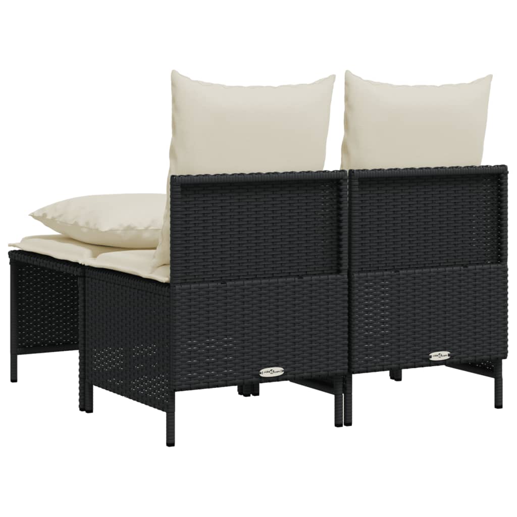 Set Divani da Giardino 4 pz con Cuscini Nero in Polyrattan