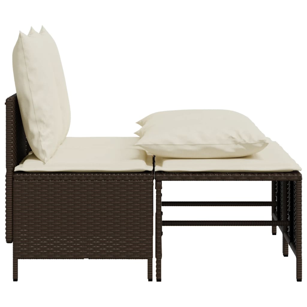 Set Divano da Giardino 4 pz con Cuscini Marrone in Polyrattan