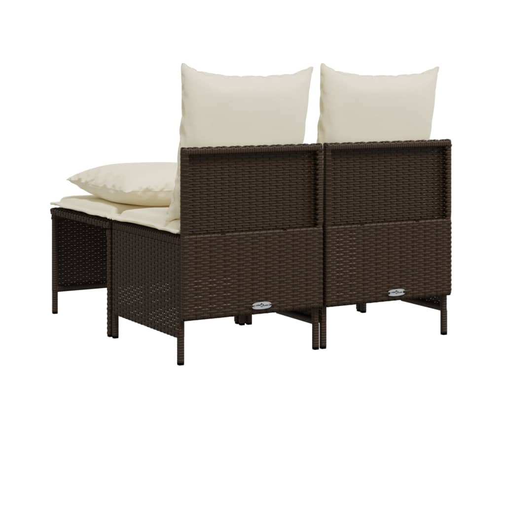 Set Divano da Giardino 4 pz con Cuscini Marrone in Polyrattan