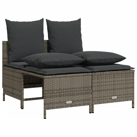 Set Divani da Giardino 4 pz con Cuscini in Polyrattan Grigio