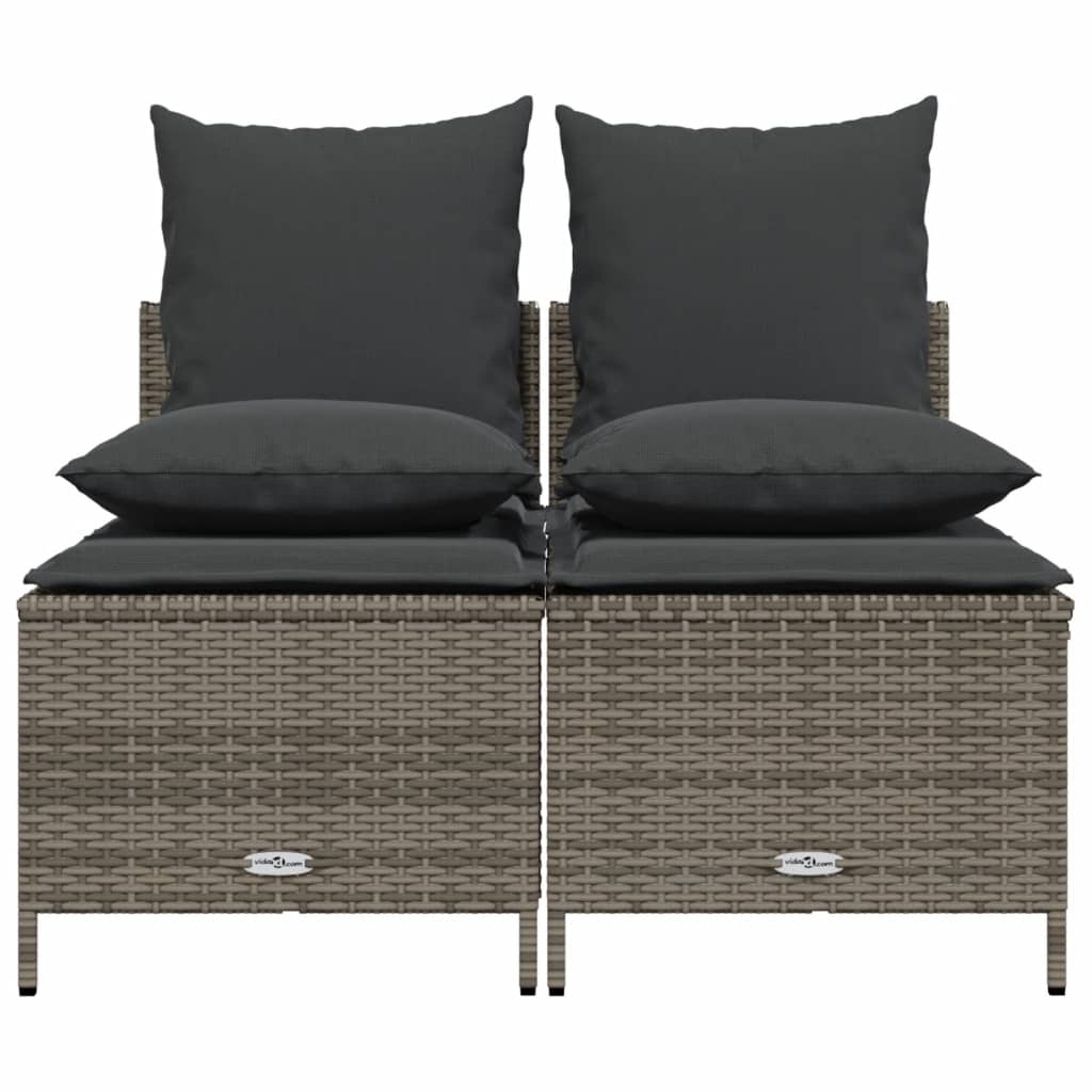 Set Divani da Giardino 4 pz con Cuscini in Polyrattan Grigio