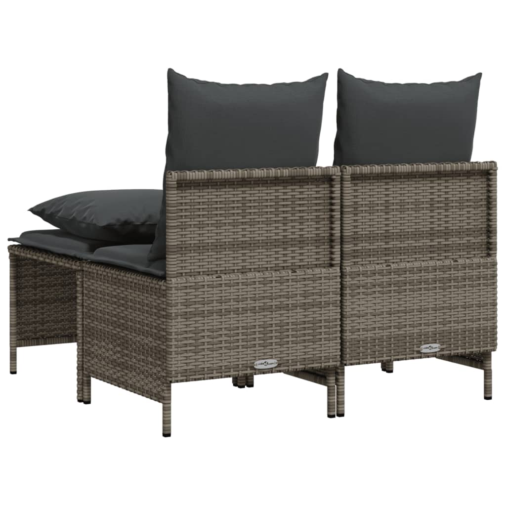 Set Divani da Giardino 4 pz con Cuscini in Polyrattan Grigio