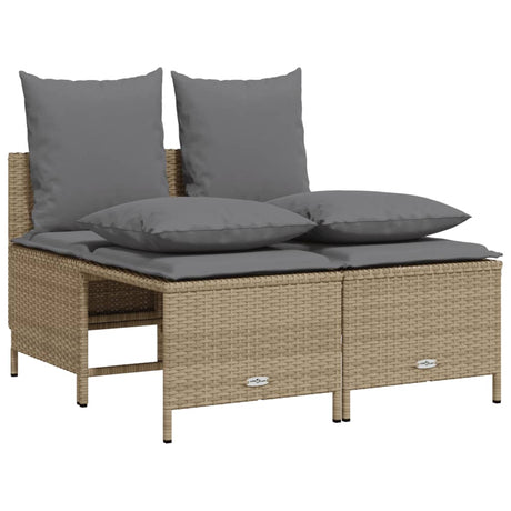 Set Divano da Giardino 4 pz con Cuscini Beige in Polyrattan