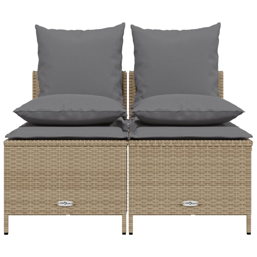 Set Divano da Giardino 4 pz con Cuscini Beige in Polyrattan