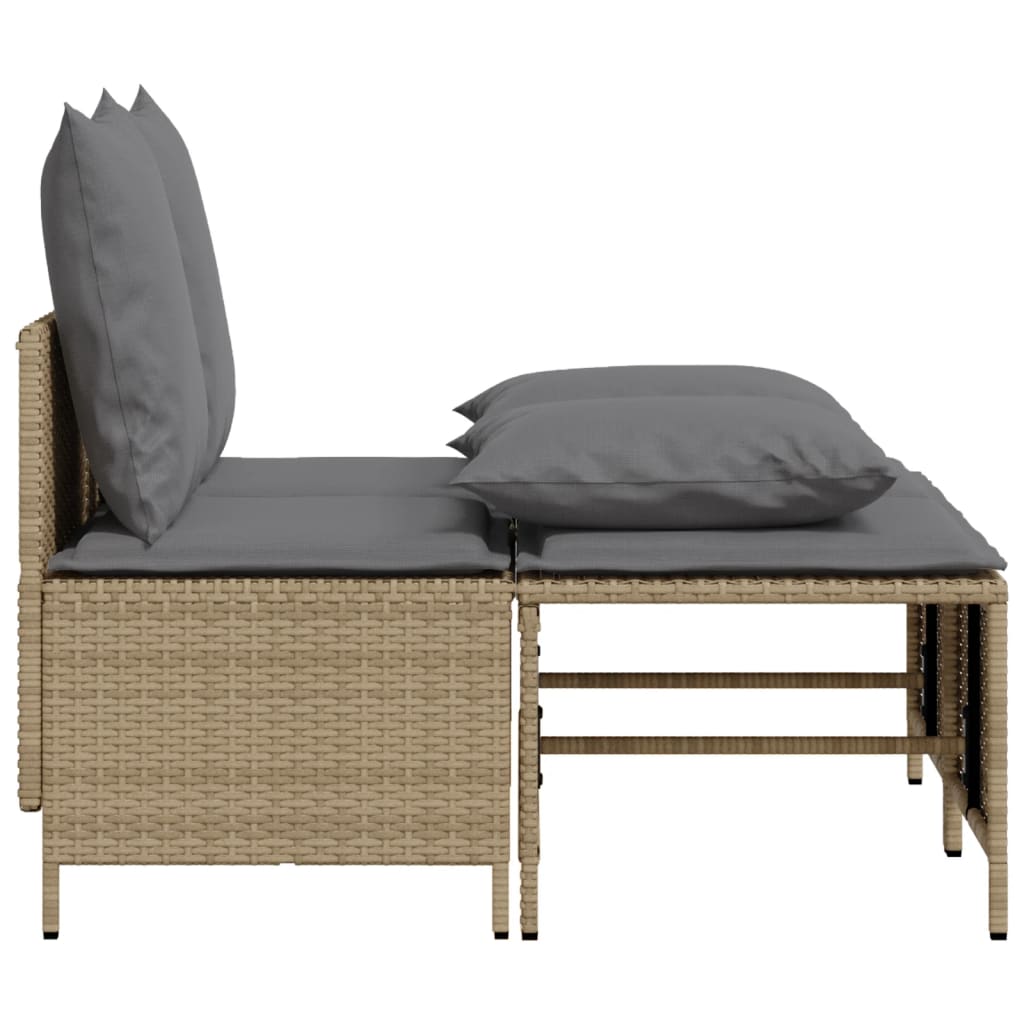 Set Divano da Giardino 4 pz con Cuscini Beige in Polyrattan