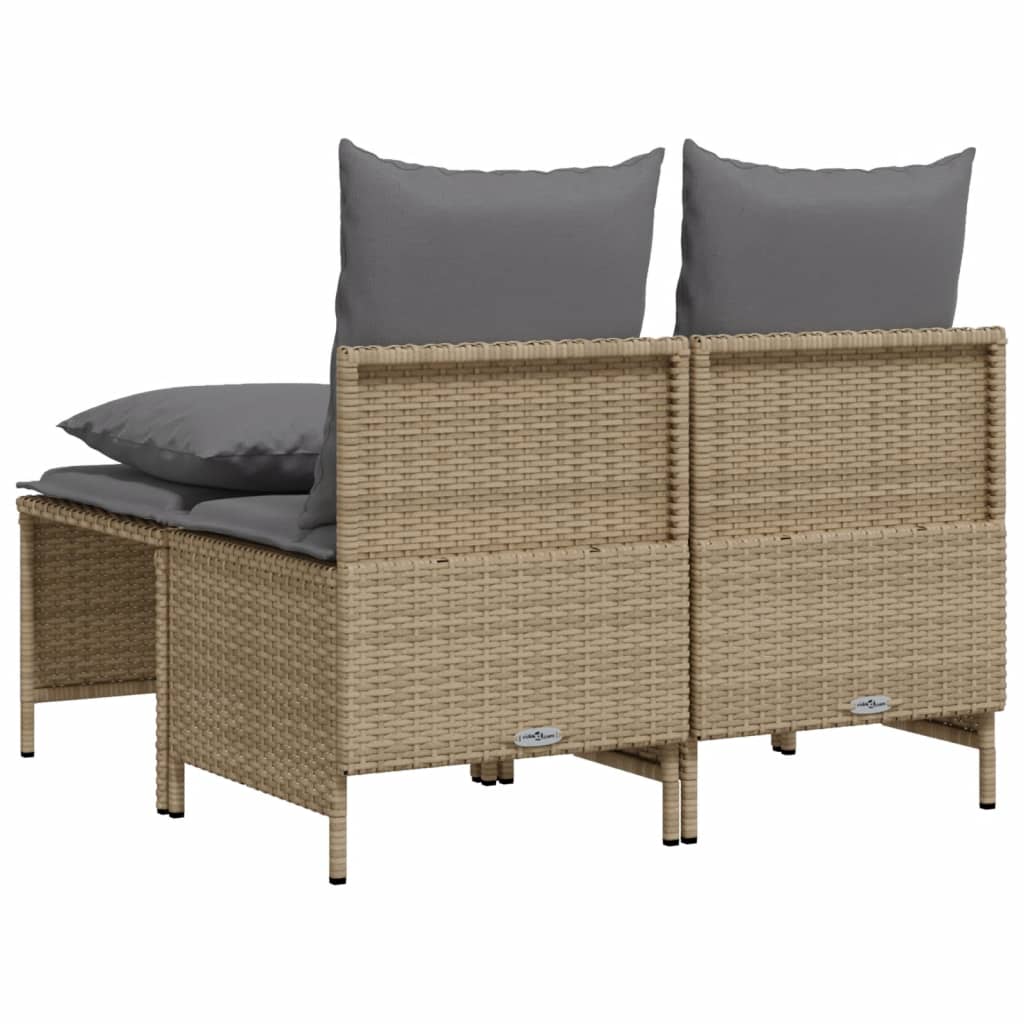 Set Divano da Giardino 4 pz con Cuscini Beige in Polyrattan