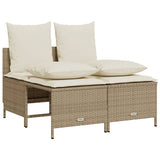 Set Divano da Giardino 4 pz con Cuscini Beige in Polyrattan