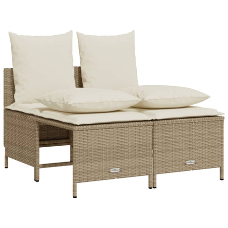 Set Divano da Giardino 4 pz con Cuscini Beige in Polyrattan