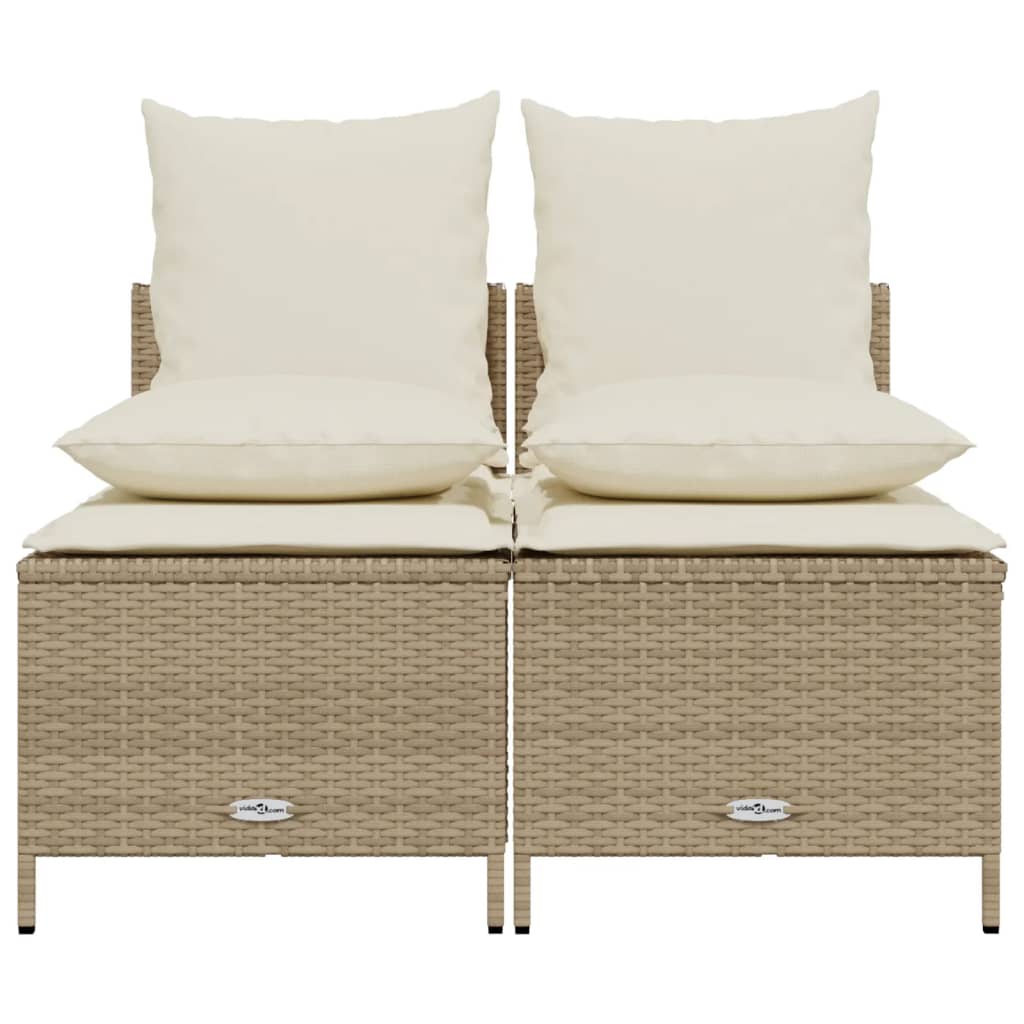 Set Divano da Giardino 4 pz con Cuscini Beige in Polyrattan