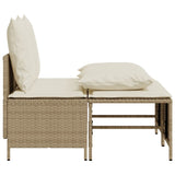 Set Divano da Giardino 4 pz con Cuscini Beige in Polyrattan