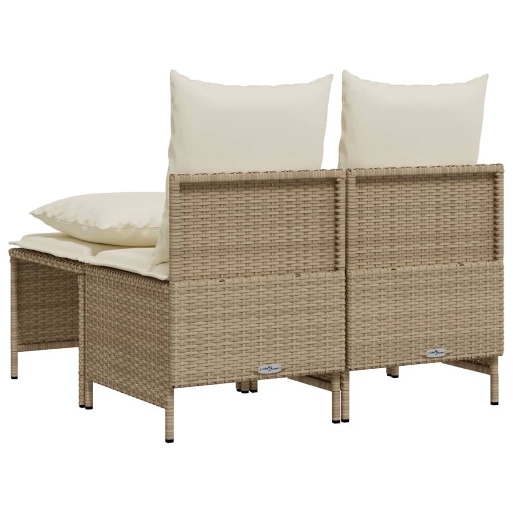 Set Divano da Giardino 4 pz con Cuscini Beige in Polyrattan