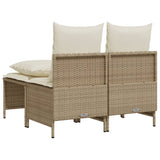 Set Divano da Giardino 4 pz con Cuscini Beige in Polyrattan