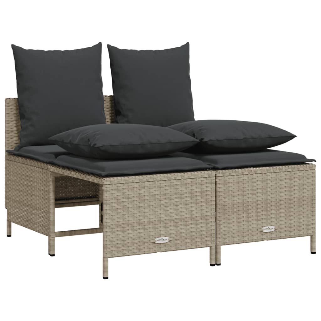 Set Divano da Giardino 4pz con Cuscini Grigio Chiaro Polyrattan