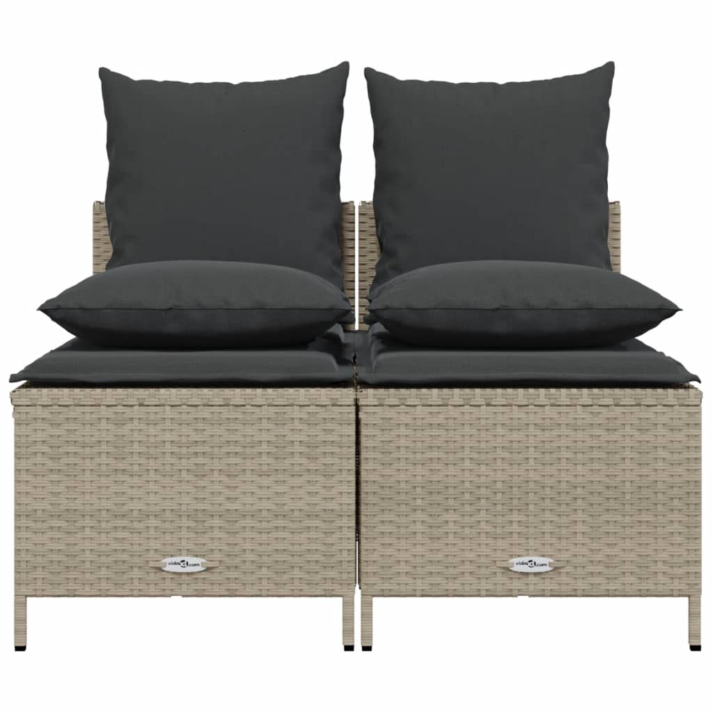 Set Divano da Giardino 4pz con Cuscini Grigio Chiaro Polyrattan