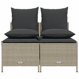 Set Divano da Giardino 4pz con Cuscini Grigio Chiaro Polyrattan