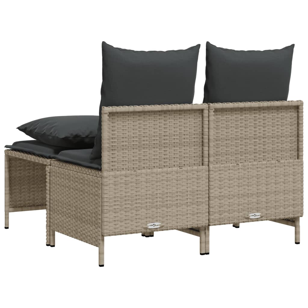 Set Divano da Giardino 4pz con Cuscini Grigio Chiaro Polyrattan