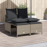 Set Divano da Giardino 4pz con Cuscini Grigio Chiaro Polyrattan