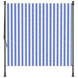 Tenda a Rullo Esterno Blu e Bianca 150x270cm Tessuto e Acciaio