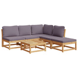 Set Salotto da Giardino 6 pz con Cuscini in Massello di Acacia