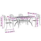 Set da Pranzo da Giardino 5 pz Nero in Alluminio Pressofuso