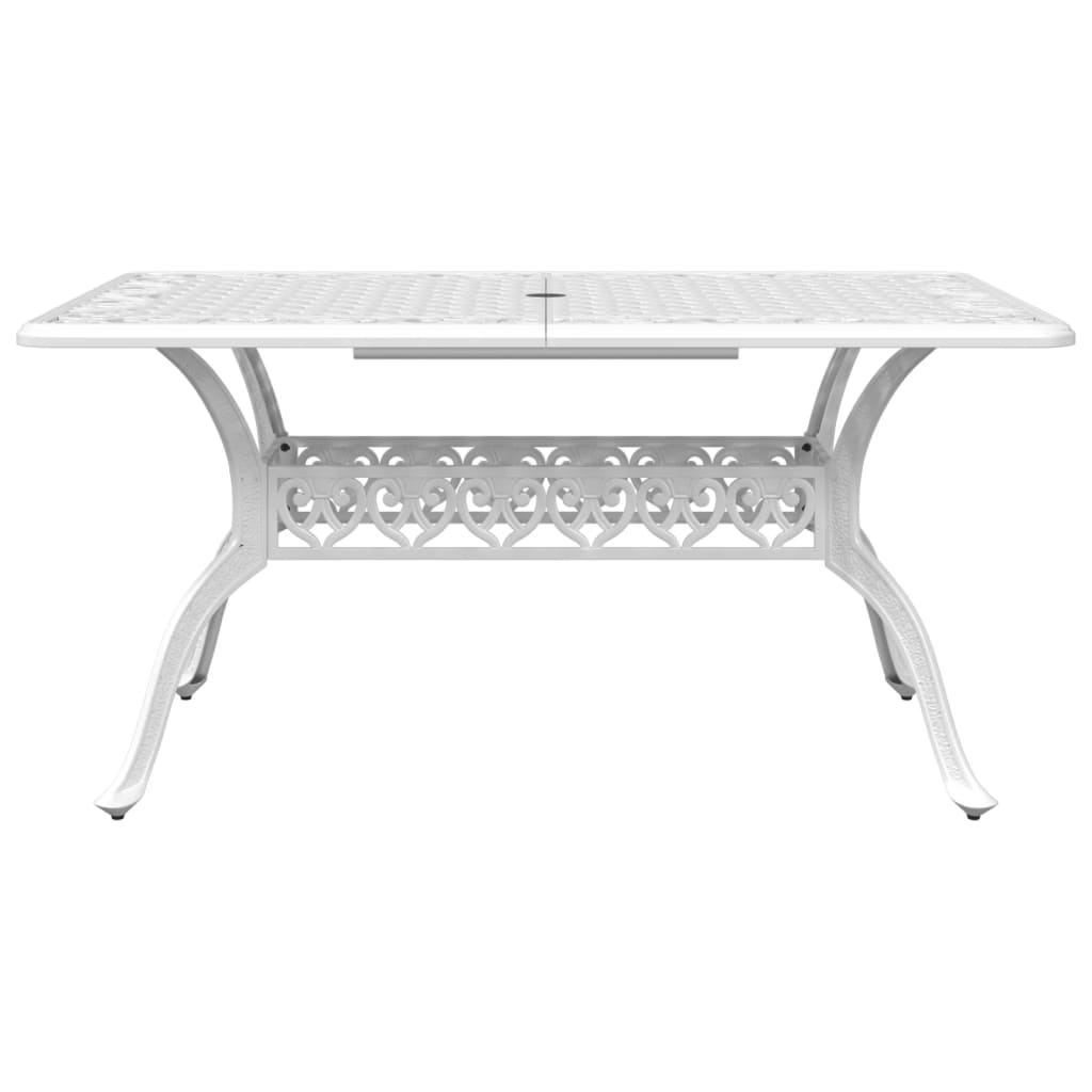 Set da Pranzo da Giardino 7 pz Bianco in Alluminio Pressofuso