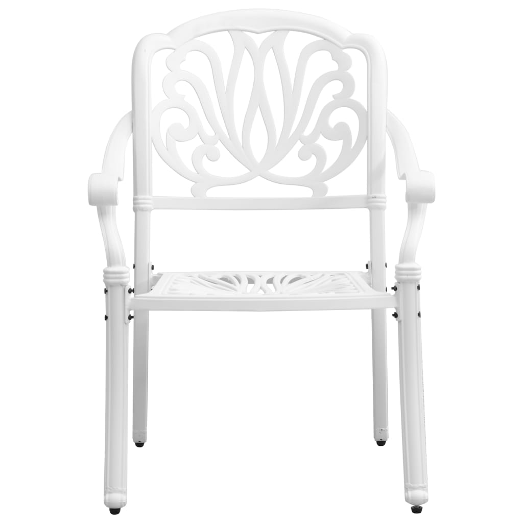 Set da Pranzo da Giardino 7 pz Bianco in Alluminio Pressofuso