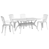 Set da Pranzo da Giardino 5 pz Bianco in Alluminio Pressofuso