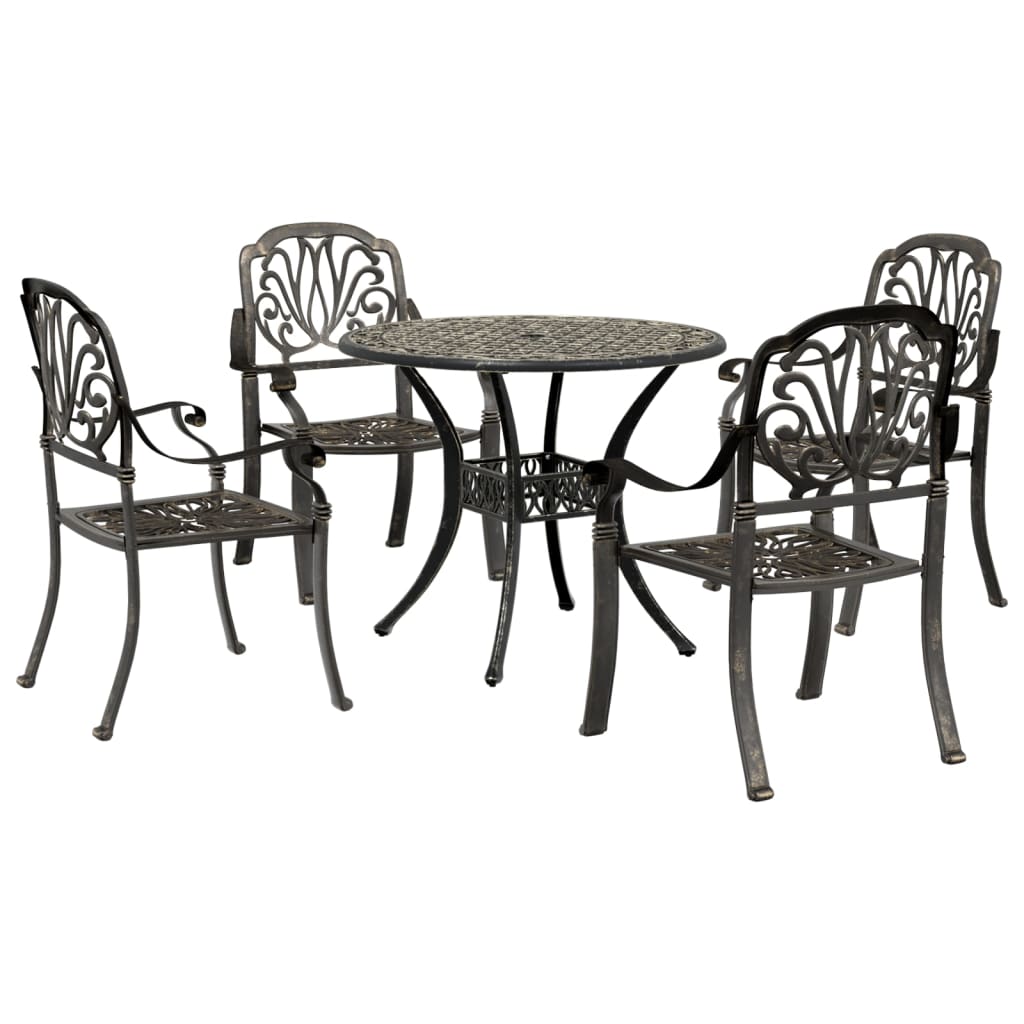 Set da Pranzo da Giardino 5 pz Bronzo in Alluminio Pressofuso