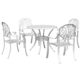 Set da Pranzo da Giardino 5 pz Bianco in Alluminio Pressofuso