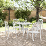 Set da Pranzo da Giardino 5 pz Bianco in Alluminio Pressofuso