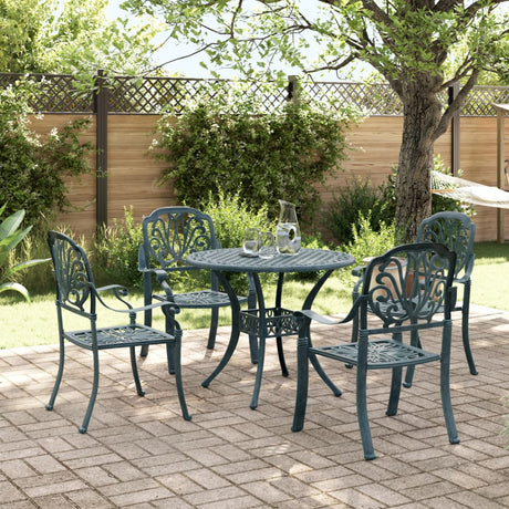 Set da Pranzo da Giardino 5 pz Verde in Alluminio Pressofuso