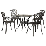 Set da Pranzo da Giardino 5 pz Bronzo in Alluminio Pressofuso