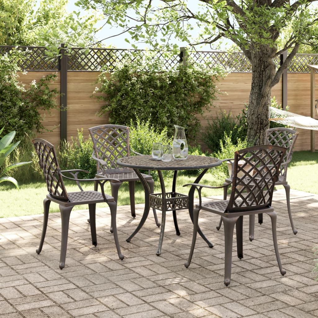 Set da Pranzo da Giardino 5 pz Bronzo in Alluminio Pressofuso