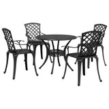 Set da Pranzo da Giardino 5 pz Nero in Alluminio Pressofuso