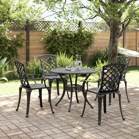 Set da Pranzo da Giardino 5 pz Nero in Alluminio Pressofuso