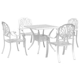 Set da Pranzo da Giardino 5 pz Bianco in Alluminio Pressofuso