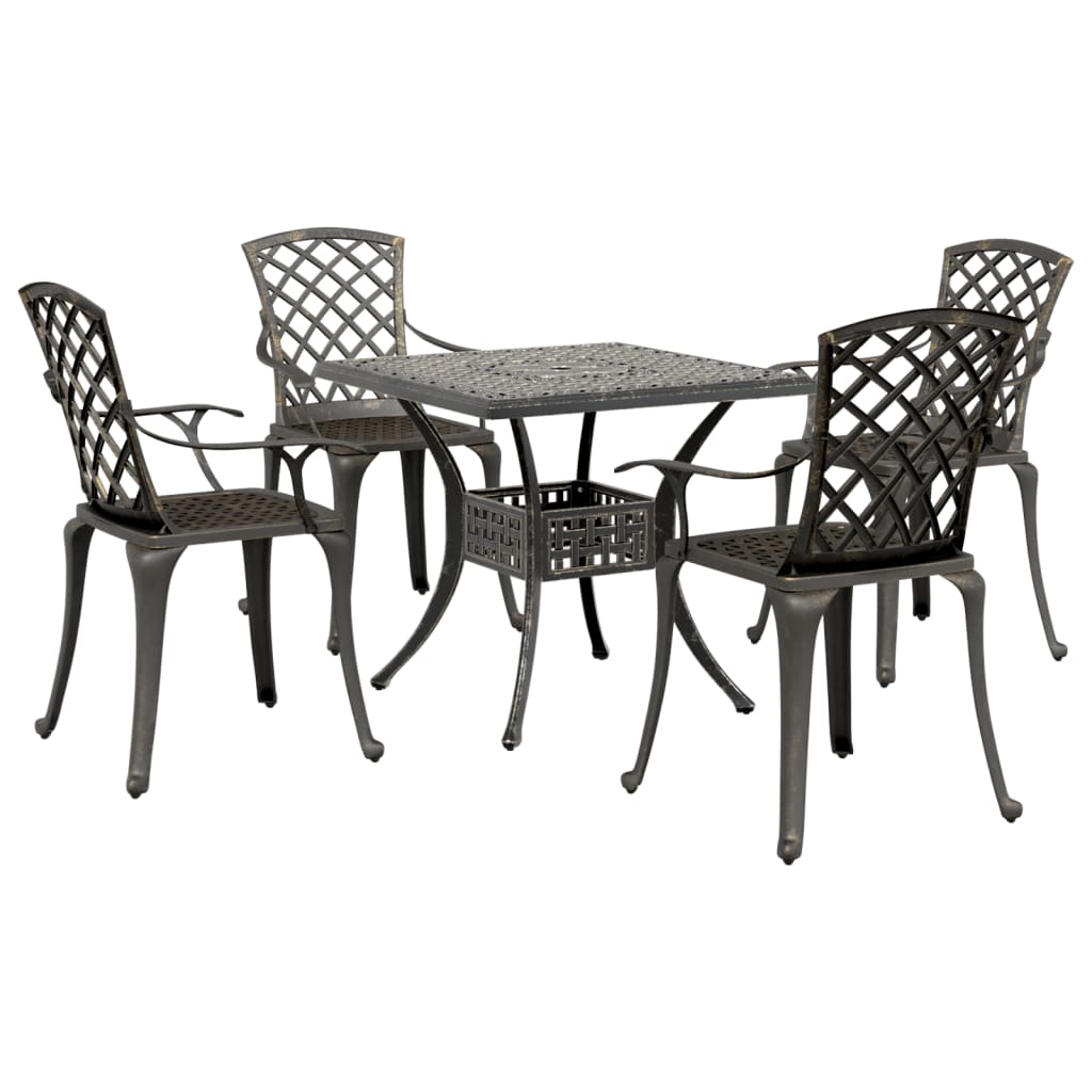 Set da Pranzo da Giardino 5 pz Bronzo in Alluminio Pressofuso