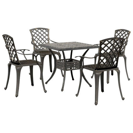 Set da Pranzo da Giardino 5 pz Bronzo in Alluminio Pressofuso