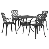 Set da Pranzo da Giardino 5 pz Nero in Alluminio Pressofuso