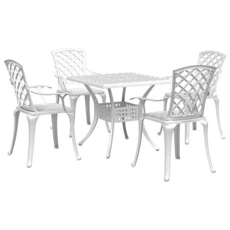 Set da Pranzo da Giardino 5 pz Bianco in Alluminio Pressofuso