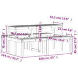 Tavolo da Picnic 160x134x75 cm in Legno Massello di Pino