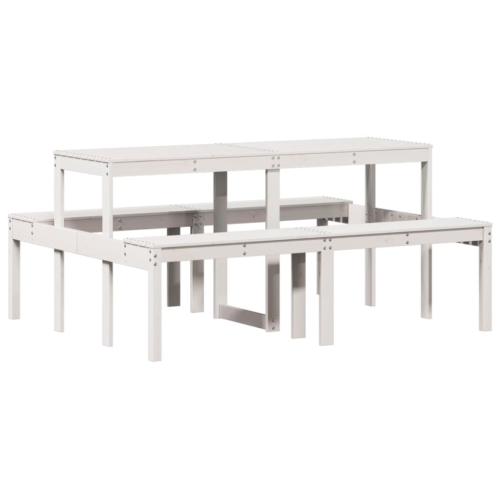 Tavolo da Picnic Bianco 160x134x75 cm in Legno Massello di Pino