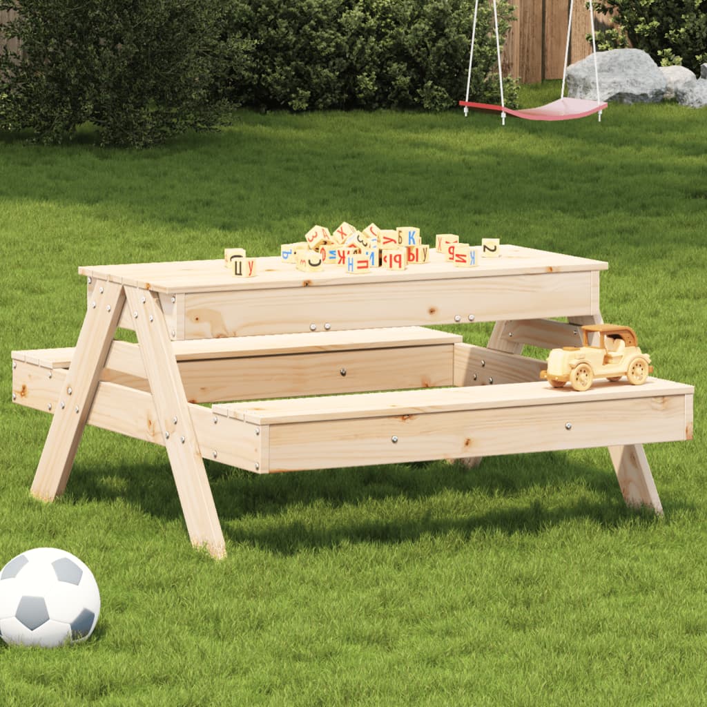 Tavolo Picnic con Sabbiera per Bambini Legno Massello di Pino